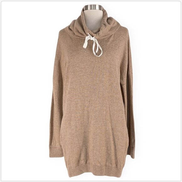 Splendid Williamsburg Drawstring Turtleneck Sweater Chestnut Tan Wool Bld Knit L - Picture 3 of 7